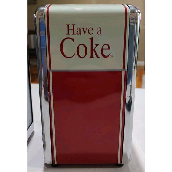 2 Vintage Coca Cola Coke Napkin Holder Dispenser 1992 Red Chrome 50s Diner Style - Picture 4 of 9